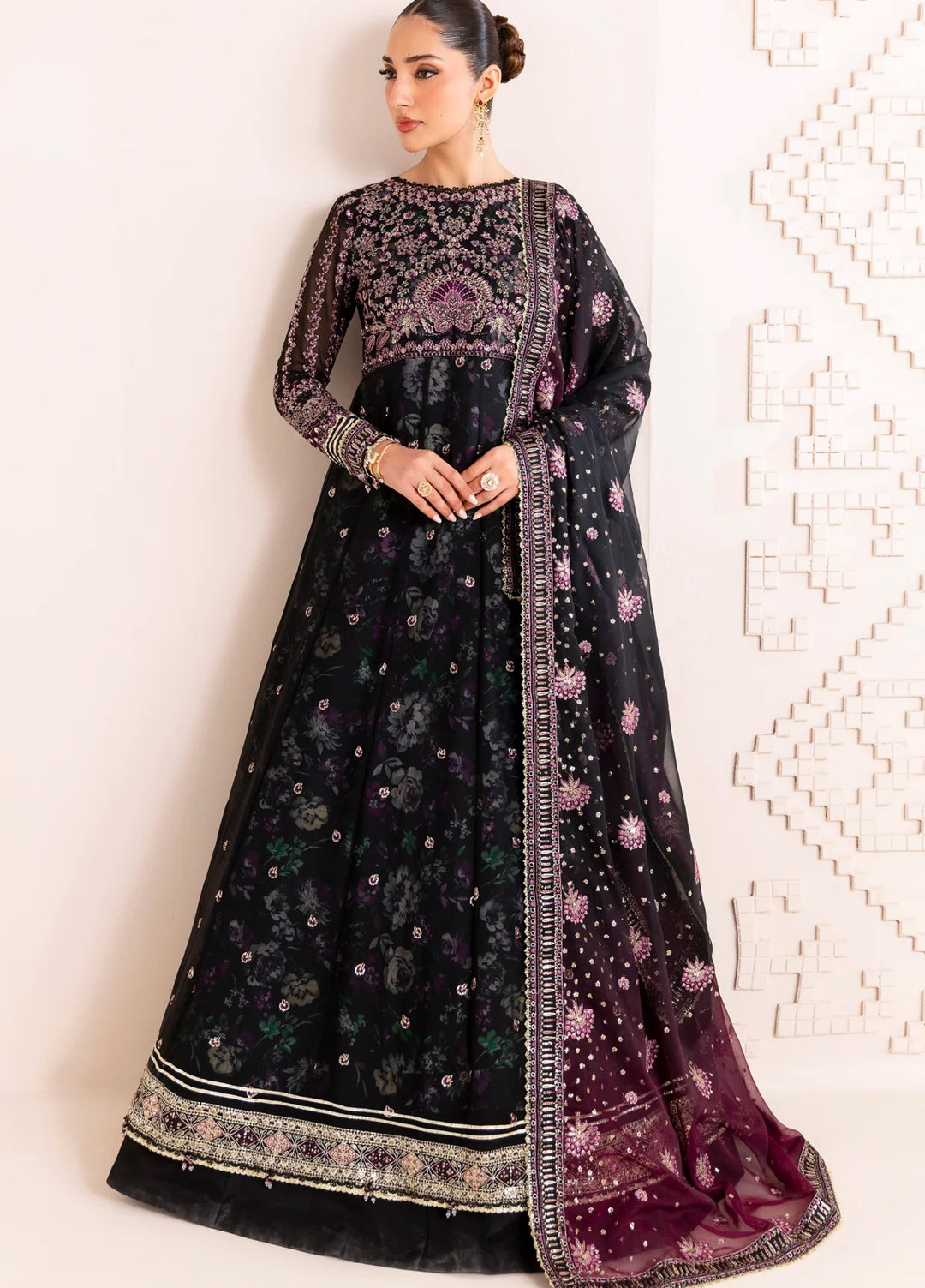 Xenia Formal Luxury Unstitched Embroidered Chiffon Suits 3 Piece XE25FL XF-1020 Nagira - Formals Collection