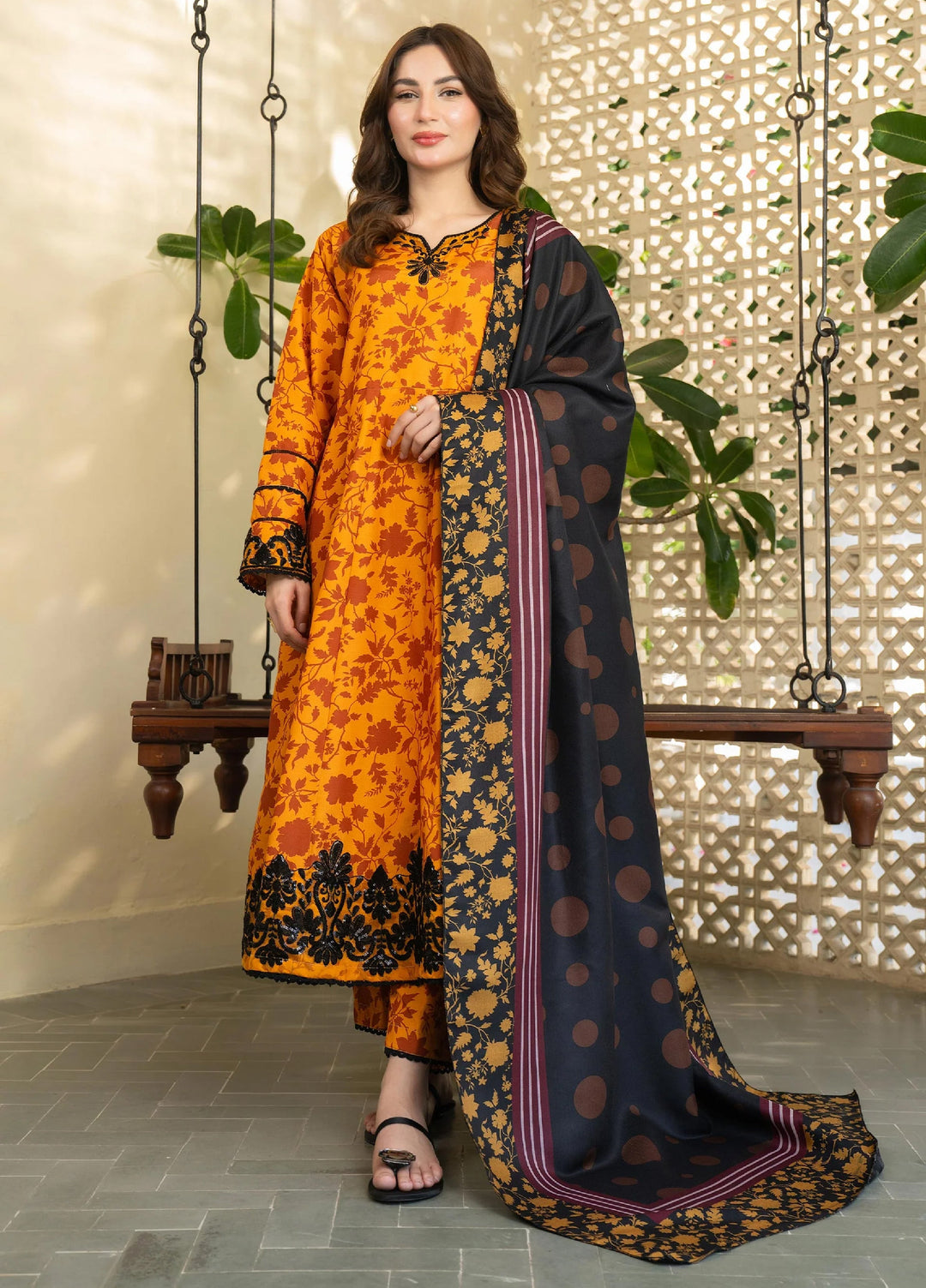 Mah e Noor Intermix by Panache 3 Piece Khaddar Sienna - Winter Collection