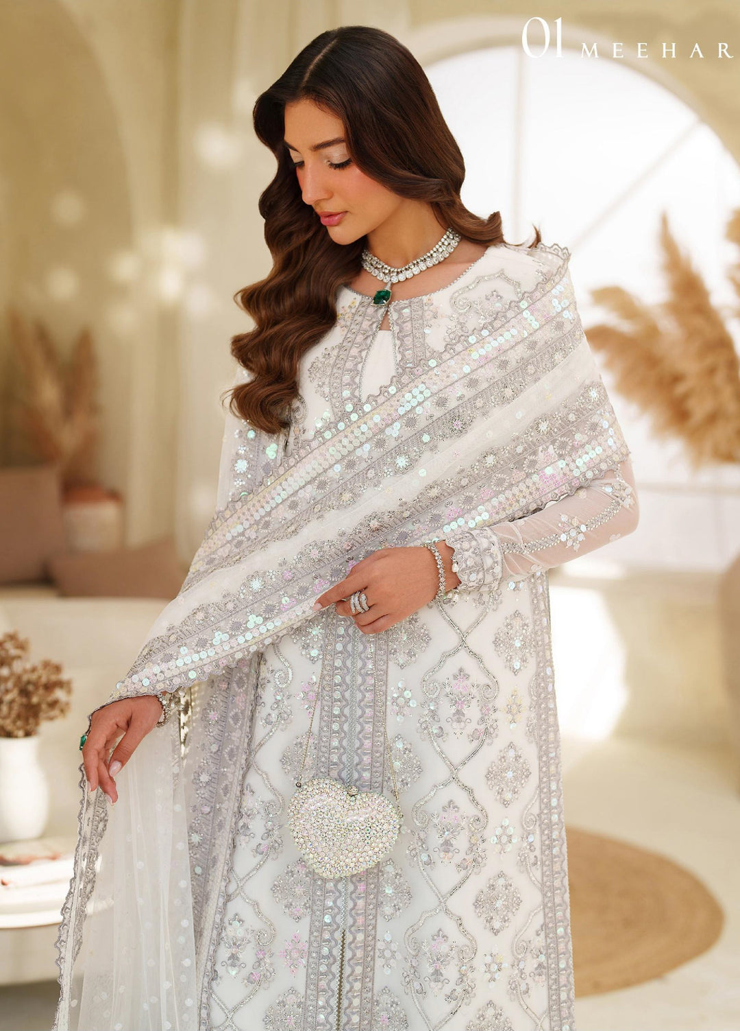 Meesa by Zarif Unstitched Net Embroidered Suits 3 Piece ZR25UF ZRF-ML-01 MEEHAR - Winter Collection
