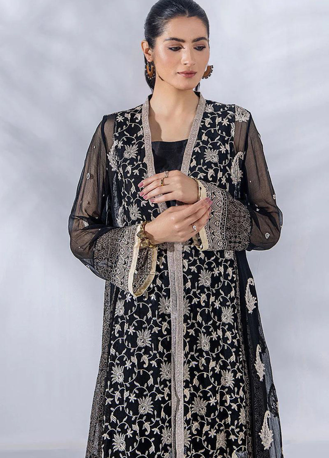 Malook By Shazia Ovais Pret Embroidered Chiffon 3 Piece Suit MLK23D Shahi