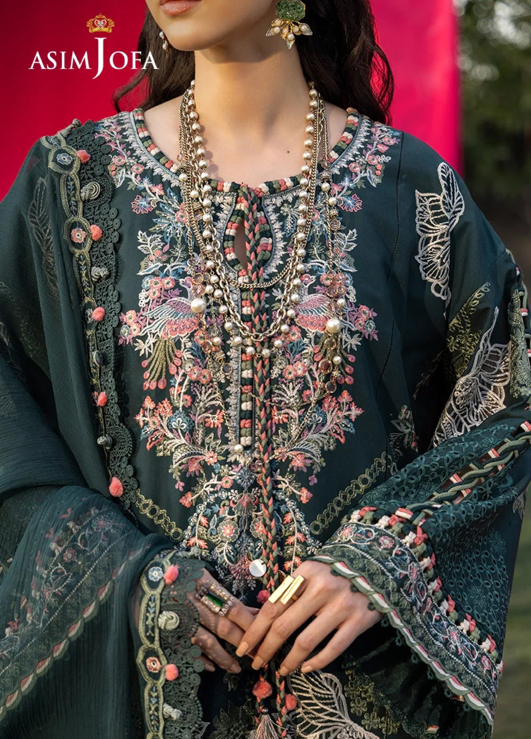 Asim Jofa Unstitched Embroidered Luxury Lawn 3 Piece Suit AJ26ULL AJULW-06 - Festive Collection