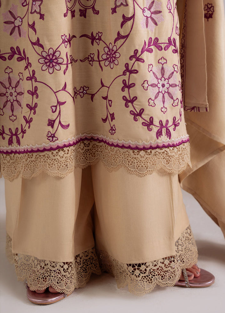 Cross Stitch Unstitched RTS Linen Embroidered Suits 3 Piece CS25LW D-01 Fawn Radiance - Winter Collection