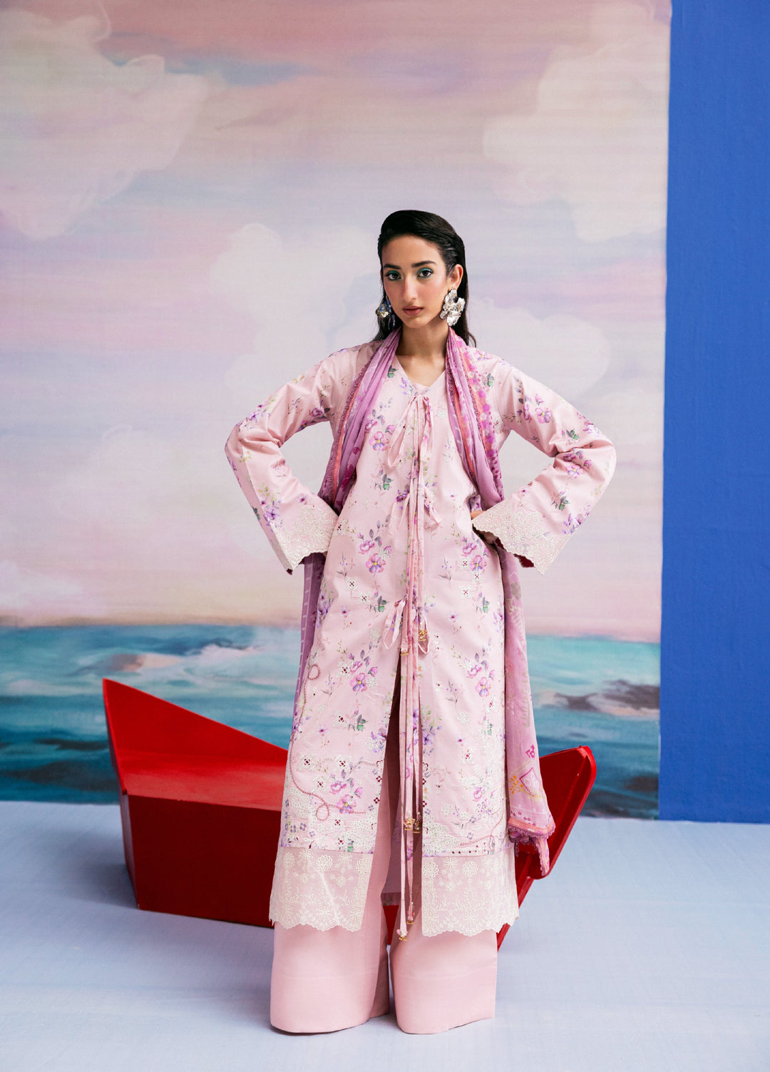 Zync by Florent Unstitched Embroidered Printkari Lawn 3 Piece Suit FL26UZP FZ-4B - Summer Collection