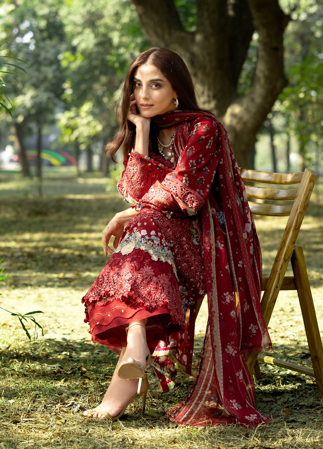 Elaf Premium Chikankari Unstitched Printed Lawn 3 Piece Suit EL26UPC ERC-1B MARJAAN - Summer Collection