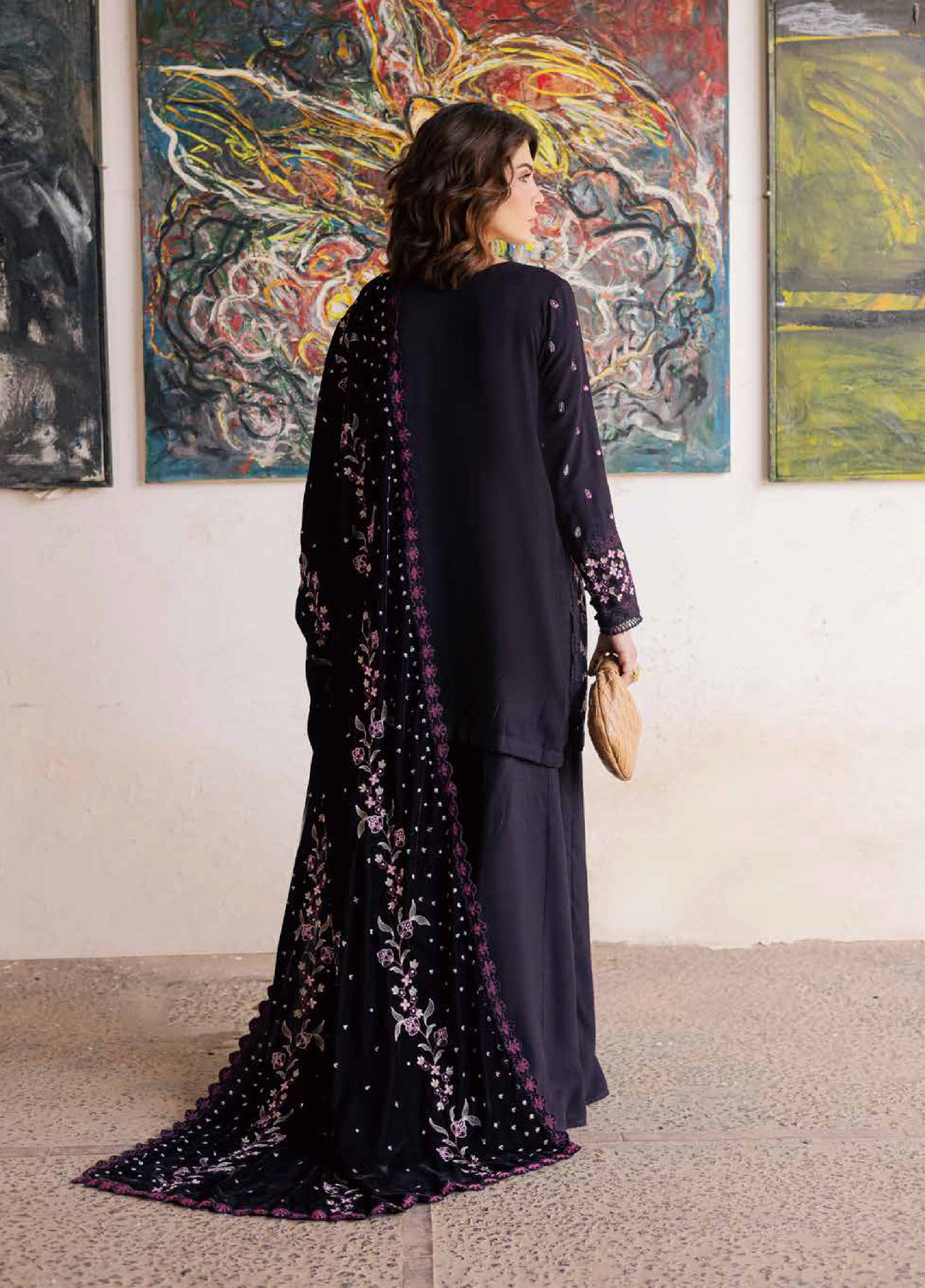 Nureh Exclusive Unstitched Luxury Leather Peach Embroidered Suits 3 Piece NU25LV NE-182 - Festive Collection