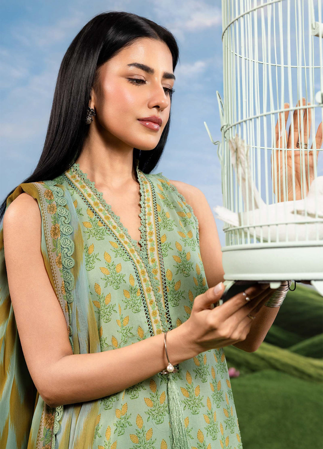 M Basics by Maria B Unstitched Embroidered Lawn 3 Piece Suit MB26SSEL MB-CUSV14-12B - Eid Collection