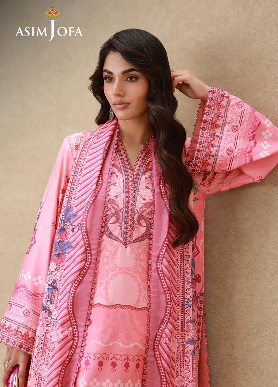Asim Jofa Unstitched Printed Silk 3 Piece Suit AJ26UPS AJULSC-09 - Casual Collection