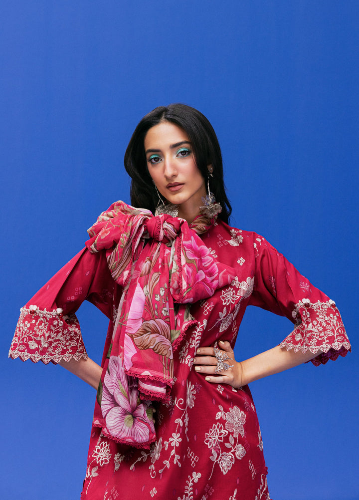 Zync by Florent Unstitched Embroidered Printkari Lawn 3 Piece Suit FL26UZP FZ-3A - Summer Collection
