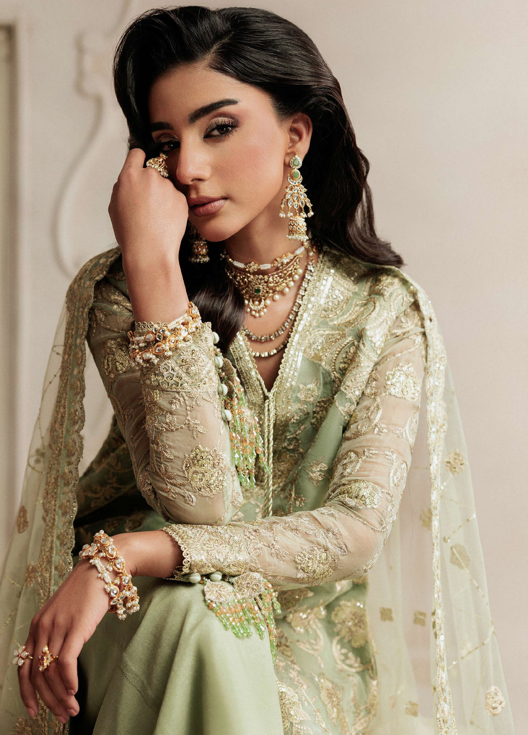 Aik Shaam by AIK Atelier Unstitched Organza Embroidered 3 Piece Suit AIK26US D-07 - Wedding Collection
