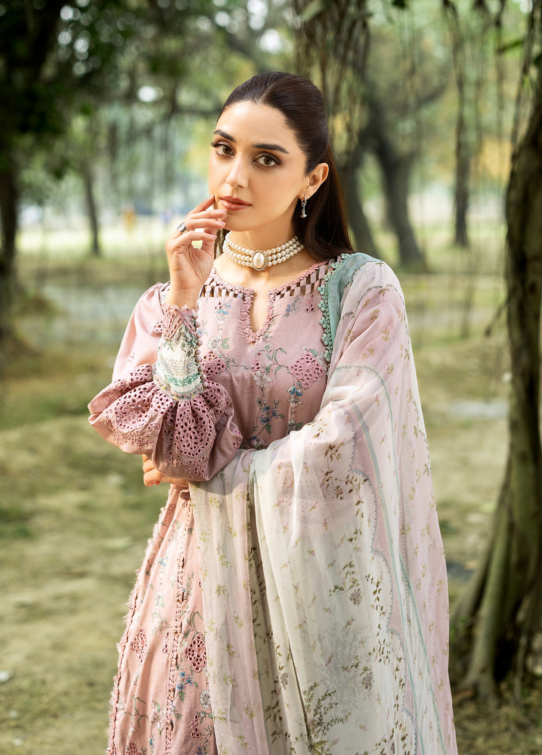 Elaf Premium Chikankari Unstitched Printed Lawn 3 Piece Suit EL26UPC ERC-8A SAHAA - Summer Collection