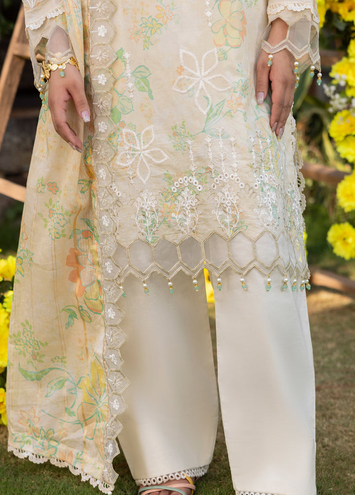 Al Zohaib Applique Kari Unstitched Embroidered Lawn 3 Piece Suit AZ26UAL D-07 - Casual Collection