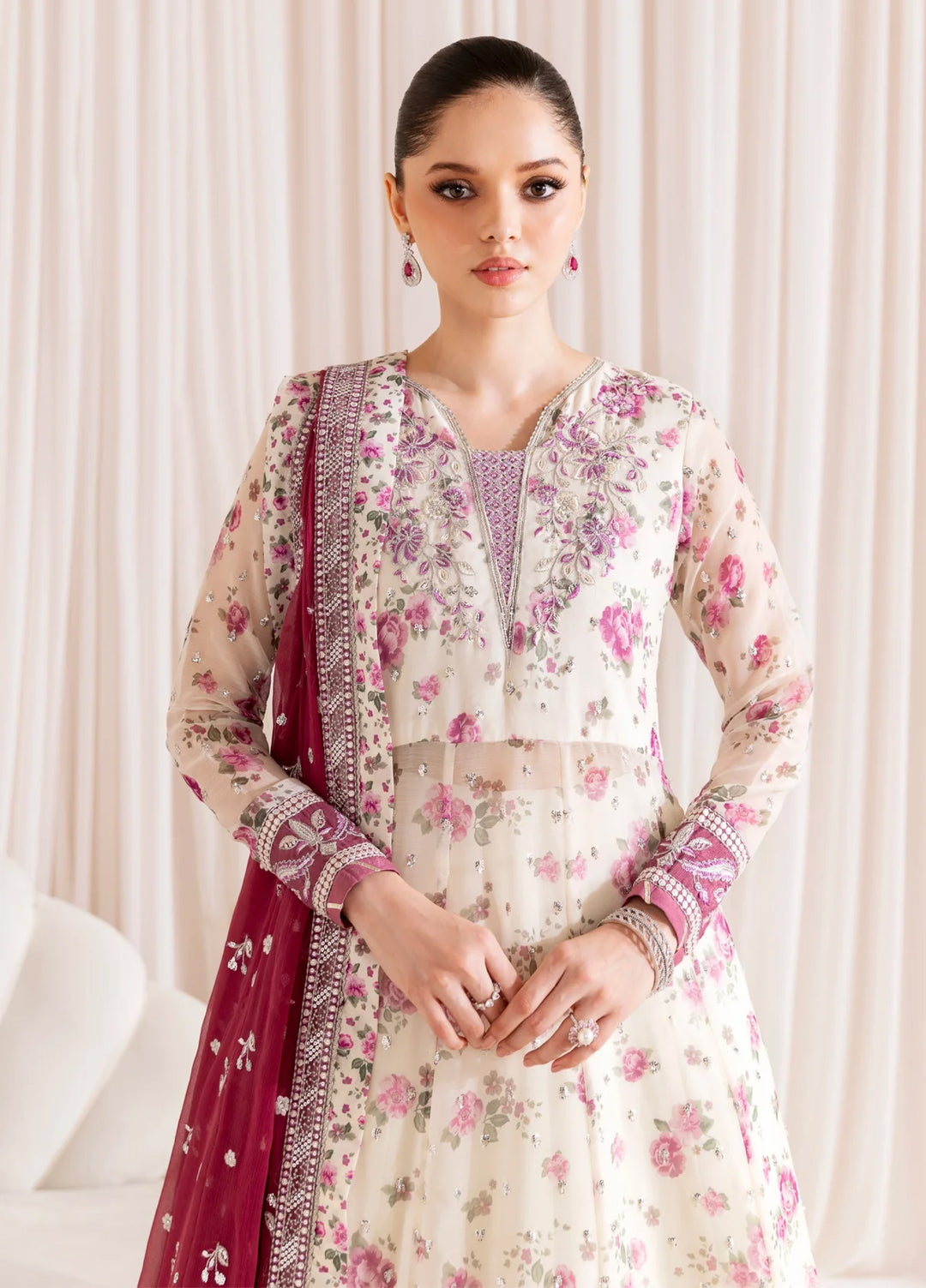 Xenia Formal Luxury Unstitched Embroidered Chiffon Suits 3 Piece XE25FL XF-1069 Dameera - Formals Collection