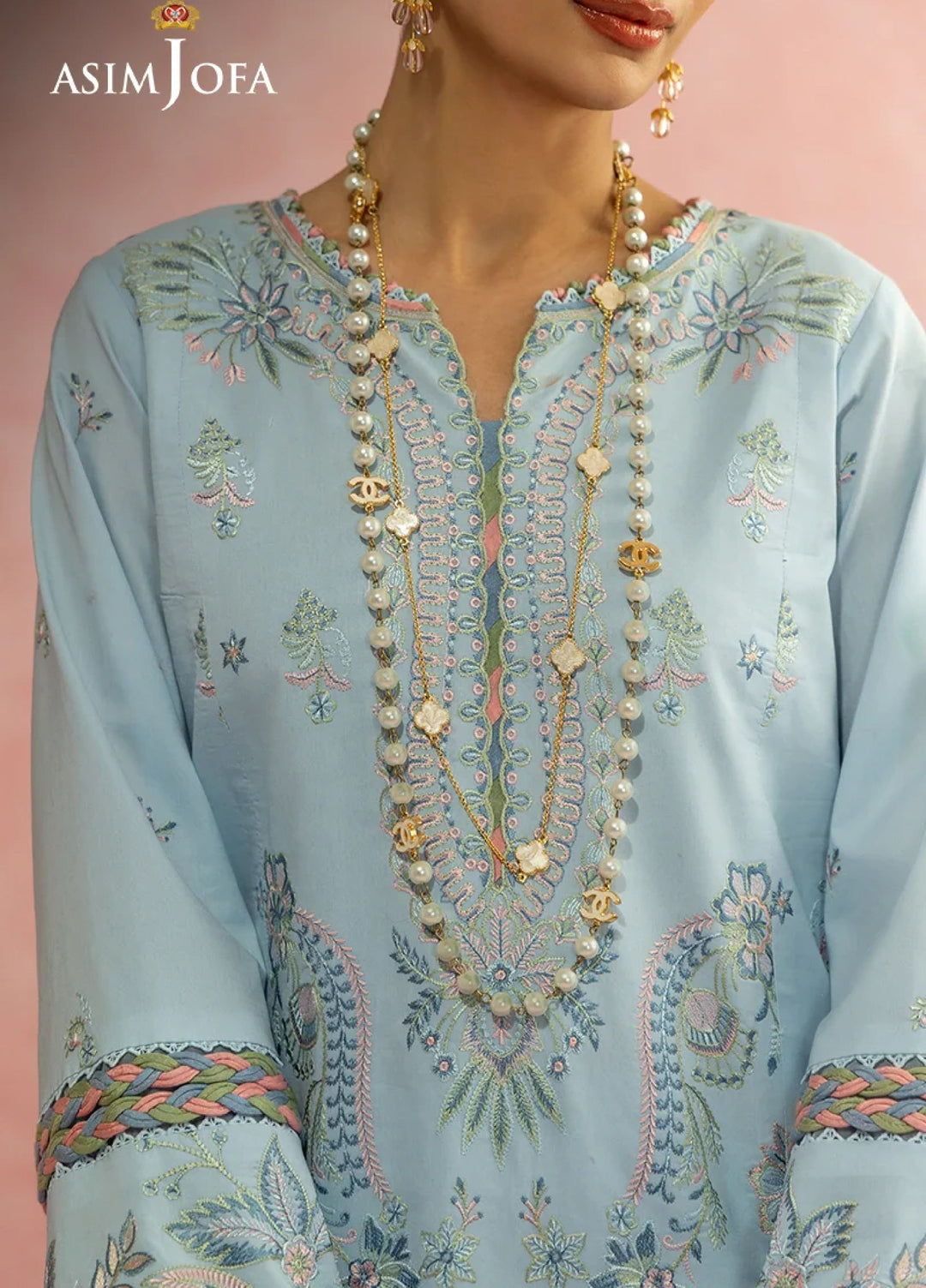 Asim Jofa Unstitched Embroidered Luxury Lawn 3 Piece Suit AJ26ULL AJULW-10 - Festive Collection