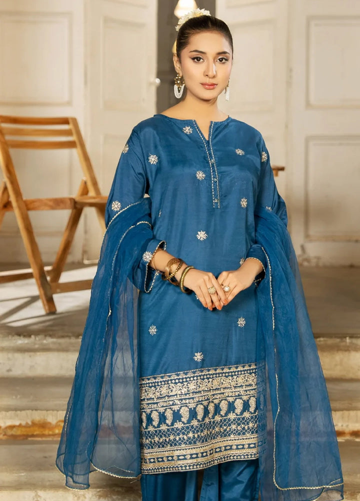 Dhaga Women RTW Embroidered Rawsilk 3 Piece DHG26PCN Noor e neel - Eid Collection