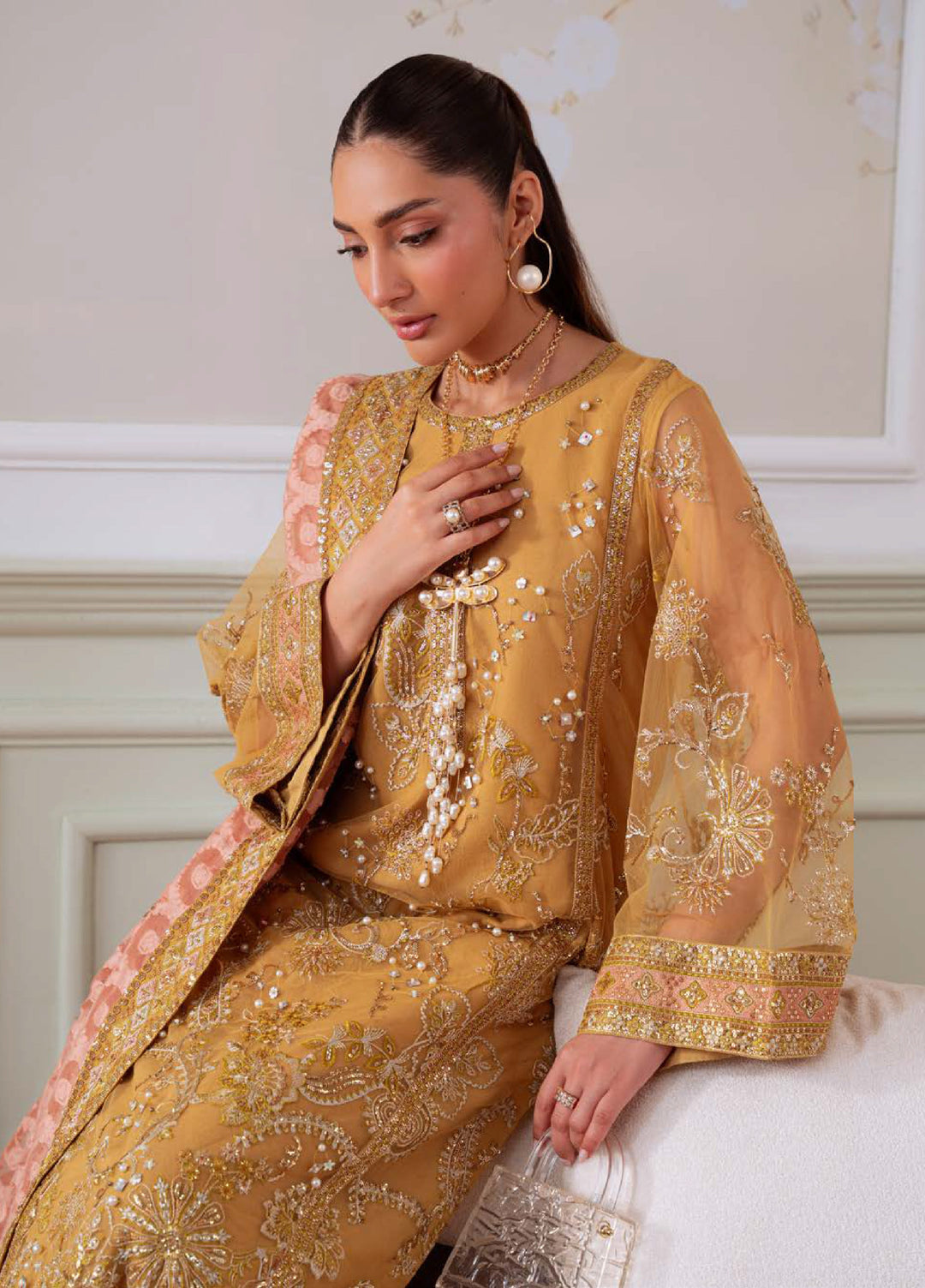 Elanora by Nureh Embroidered Unstitched Luxury Chiffon 3 Piece Suits NU25EC NEL-81 - Festive Collection