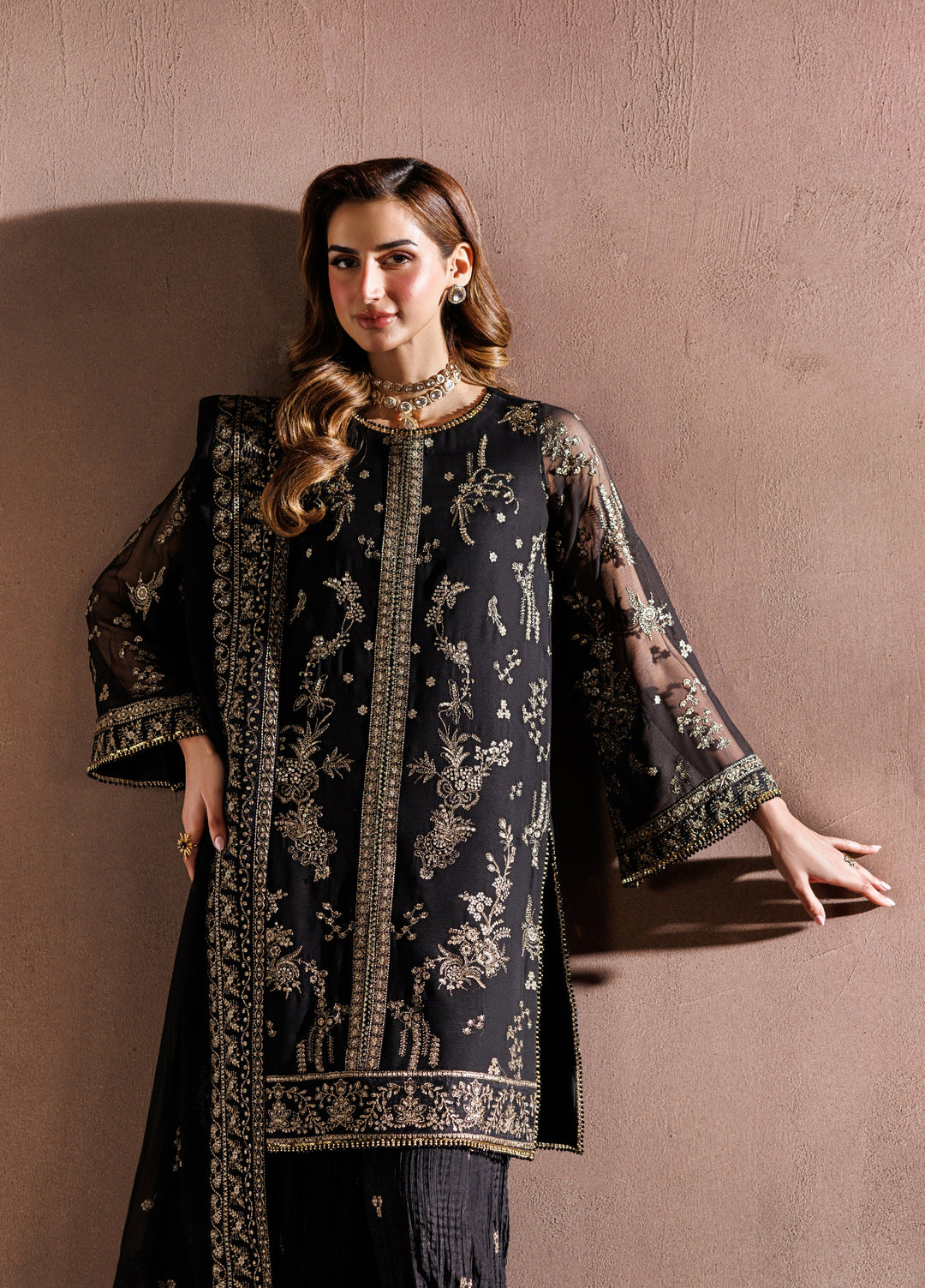 Zaryah by Zarif Unstitched Embroidered Chiffon 3 Piece Suit ZR26UZF ZF-ZYR-SUMBAL-05 - Festive Collection