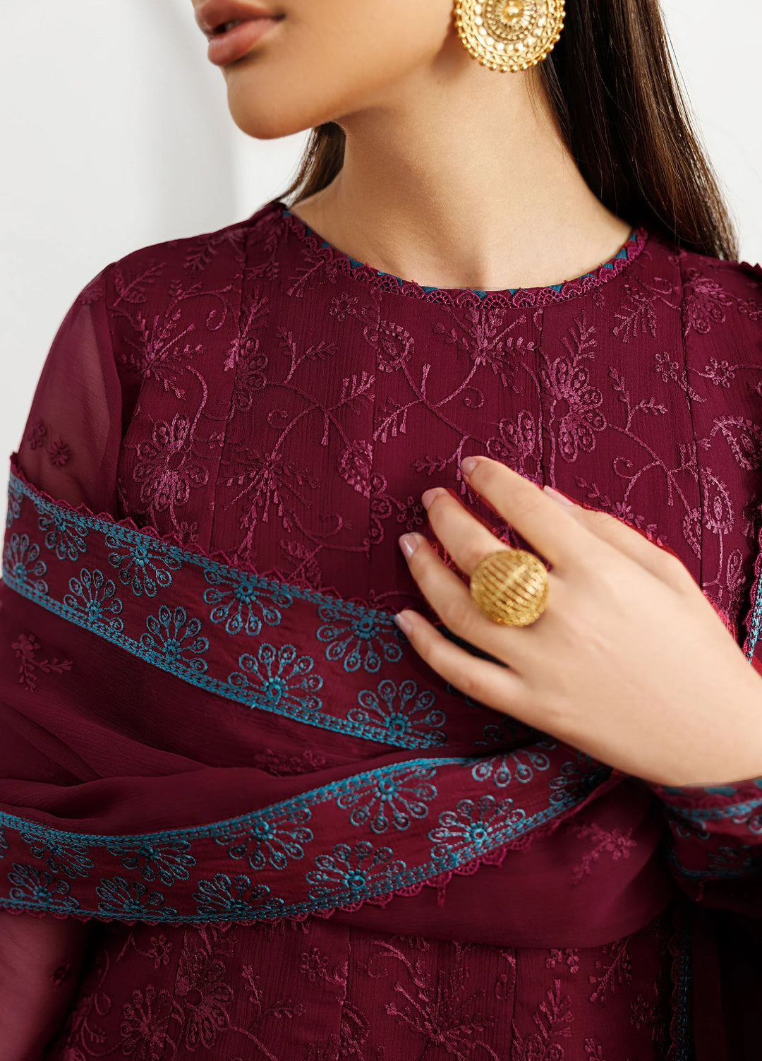 Nourah by Zarif Unstitched Embroidered Chiffon 3 Piece Suit ZR26UCN Nourah MAHAL ZF/ZQH/MAHAL 04 - Festive Collection