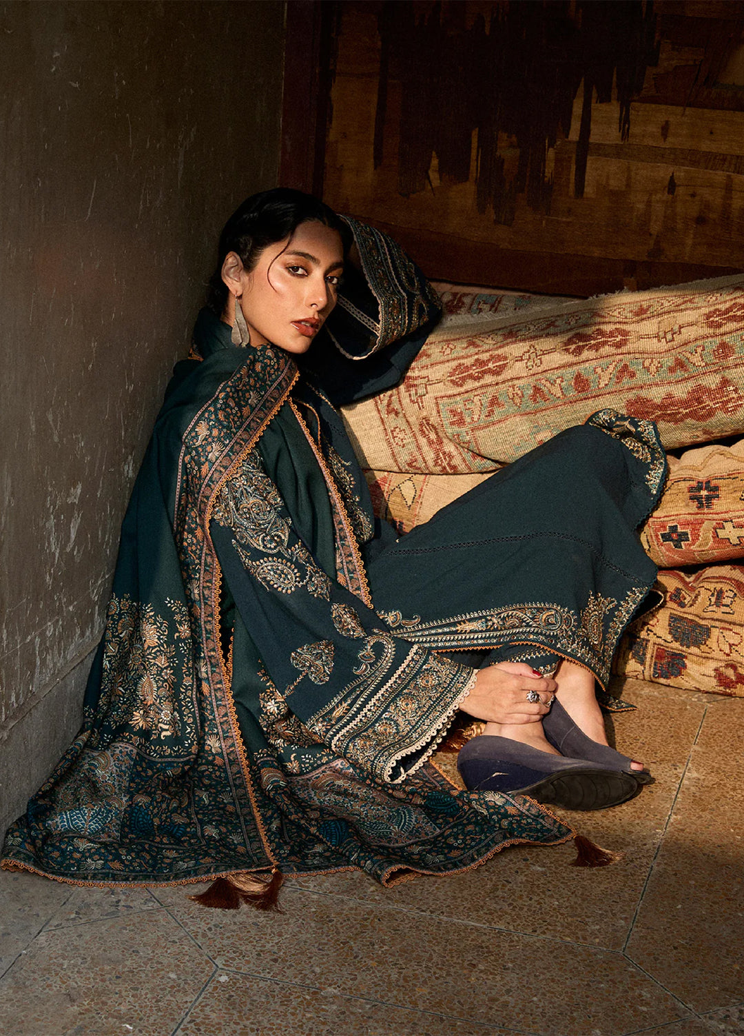 Jugnu by Hussain Rehar Unstitched Karandi Embroidered Suits 3 Piece HR25JW Niva - Winter Collection