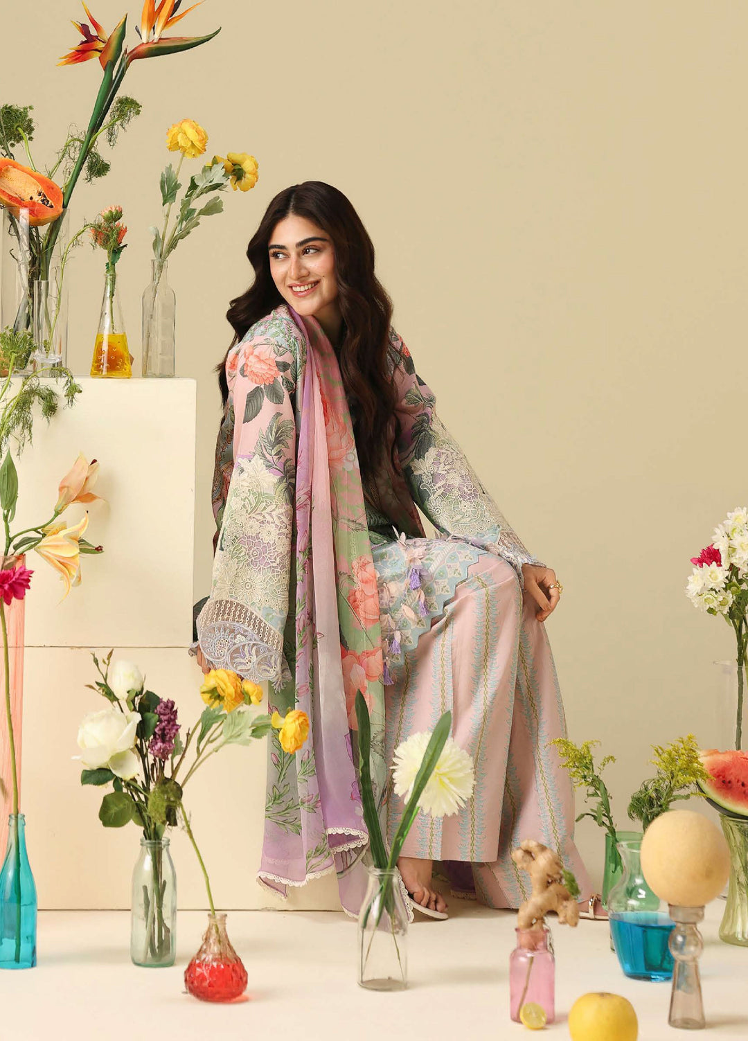 Soleil Hemline by Mushq Unstitched Printed Lawn 3 Piece Suit MU26USL Moonlit Dolce HUNSS260303 - Festive Collection