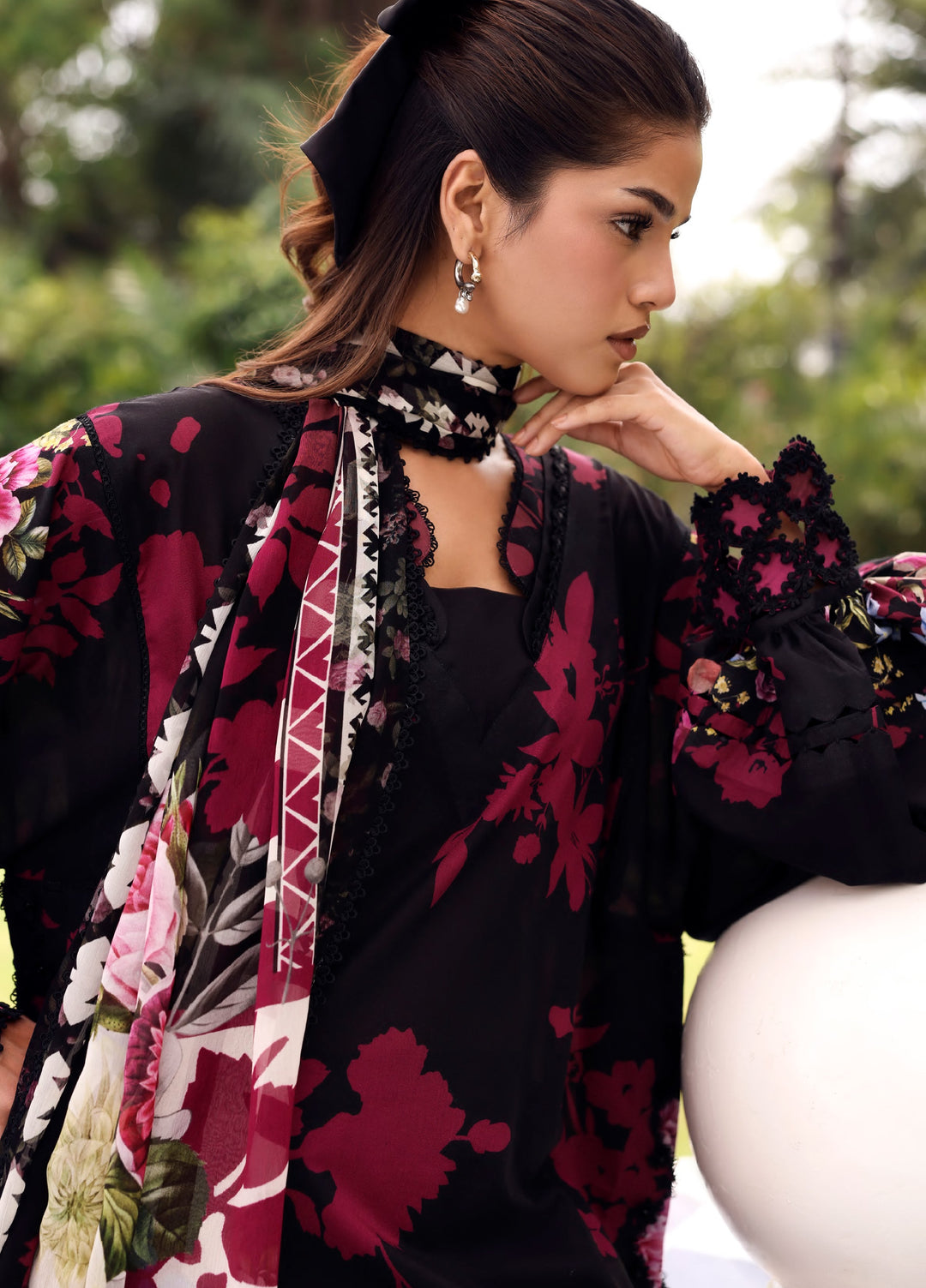 Belladore by Elaf Premium Unstitched Printed Lawn 3 Piece Suit EL26ULB Scarlet EPA-4A - Summer Collection
