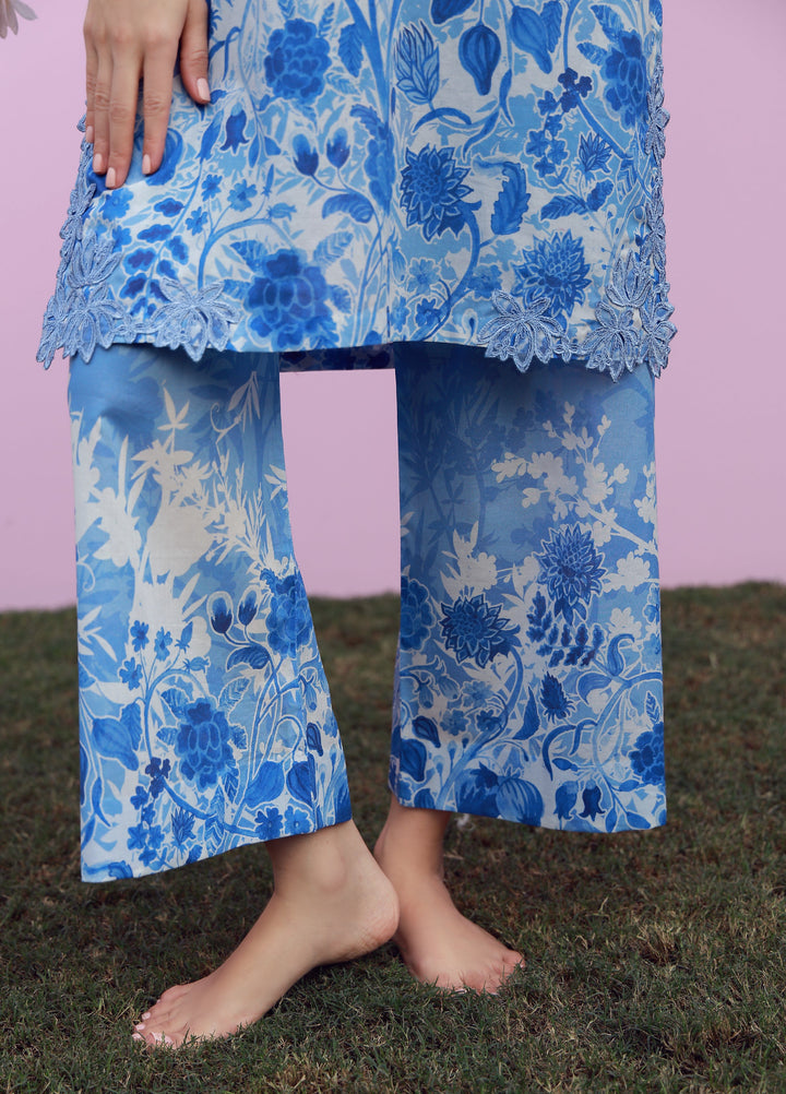 Sahar Unstitched Printed Cambric 2 Piece Suit SS1-26-27 Blue Meadow - Summer Collection
