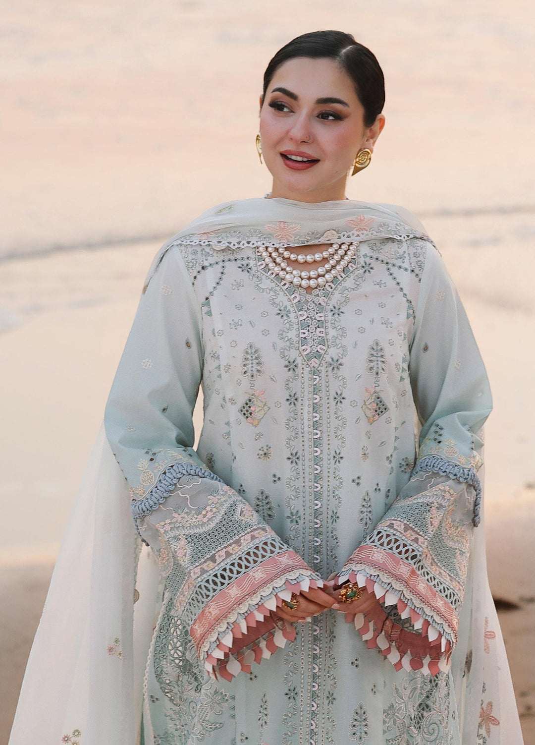 Sahil by Qalamkar Unstitched Embroidered Luxury Lawn 3 Pcs Suit QLK26US SA-05 Ayra - Summer