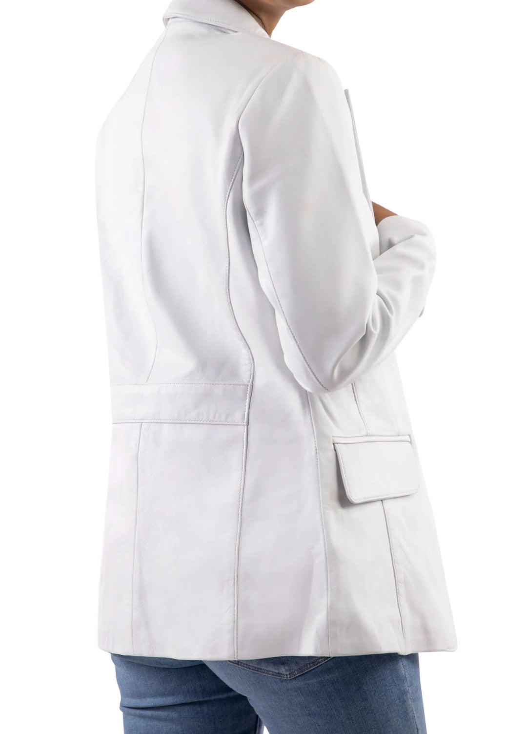 Jild Jild Leathers Classic 2-Button Lambskin Leather Blazer Women-White ...