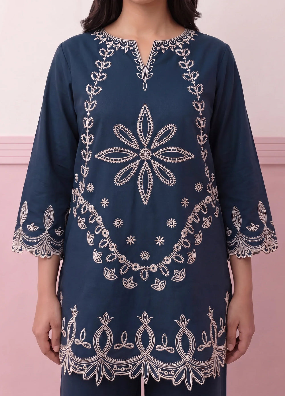 Scherezade Women RTW Embroidered Cotton Lawn 3 Piece Suit MIDNIGHT - Casual Collection