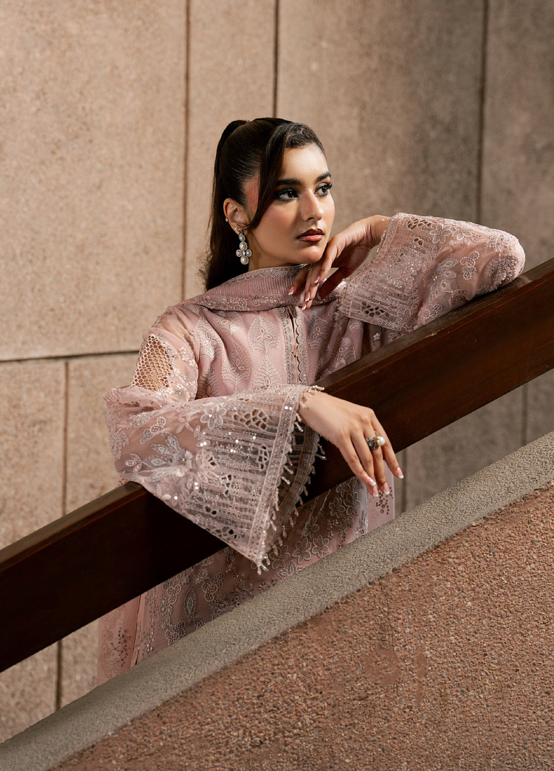 Lazawal by Lavish Premium Unstitched Embroidered Chiffon 3 Piece Suit LVP26UCL Pink Blossom - Festive Collection