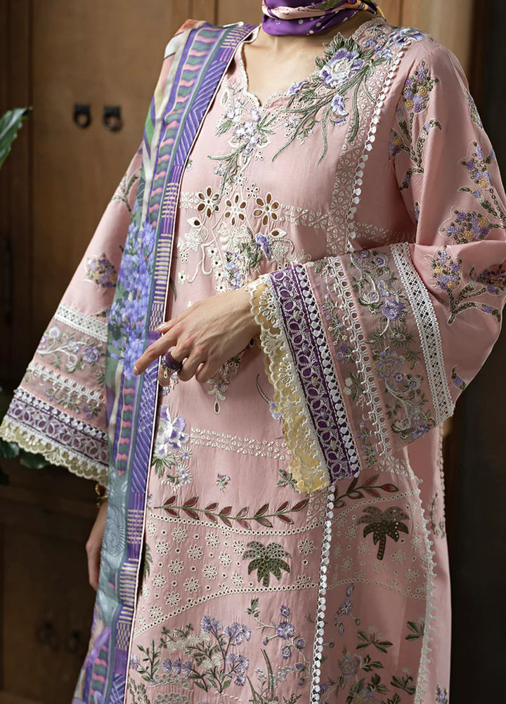 Mon Tresor by Esmel Unstitched Embroidered Luxury Lawn 3 Piece Suit EML26UMT D4-Rosy - Summer Collection