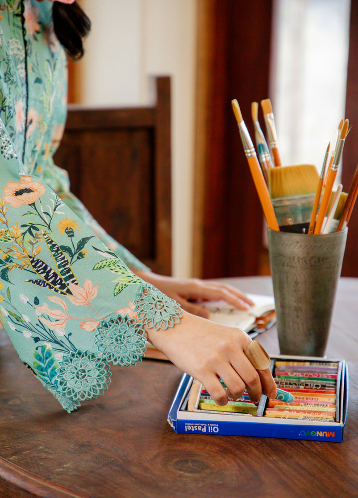 Sahar Unstitched Printed Cambric 1 Piece Shirt SS1-26-32 Sage Blossom - Summer Collection