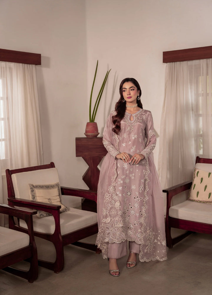 Amelia by Scherezade Women Pret Luxury Ramen Silk 3 Piece Maavi - Festive Collection