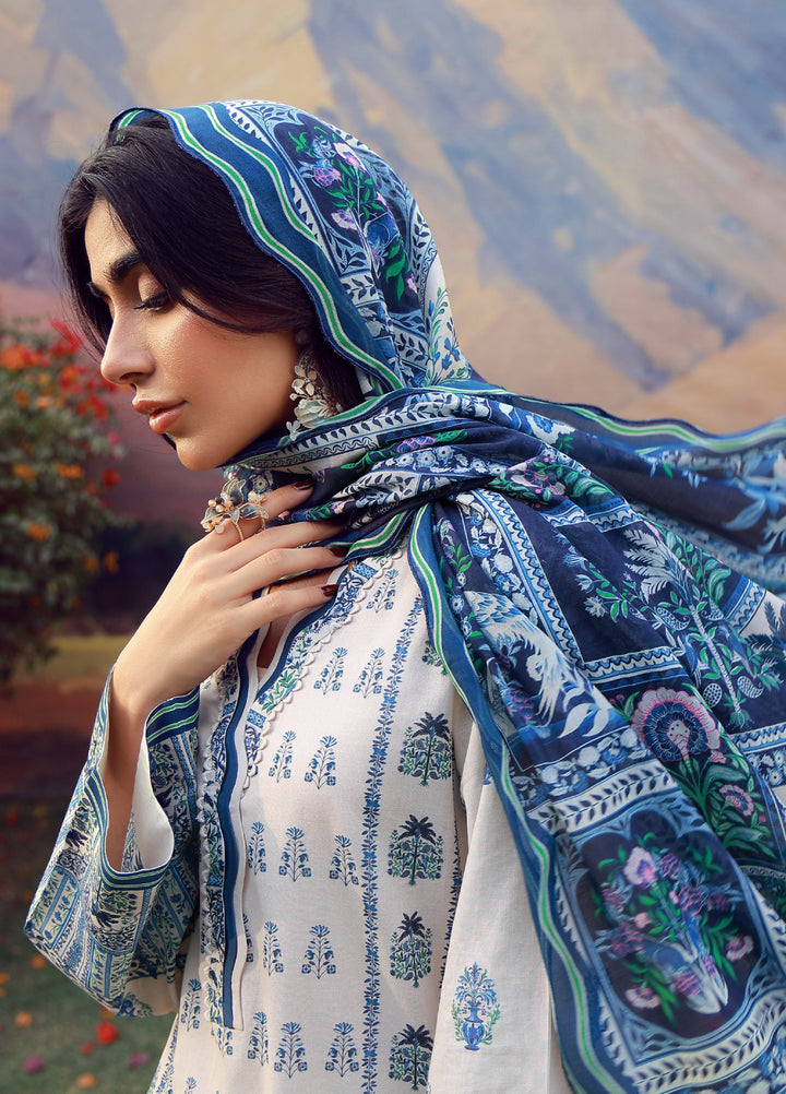 Mirha by Sahar Unstitched Printed Lawn 3 Piece Suit SS1-26-05 Indigo Cream Folk - Summer Collection