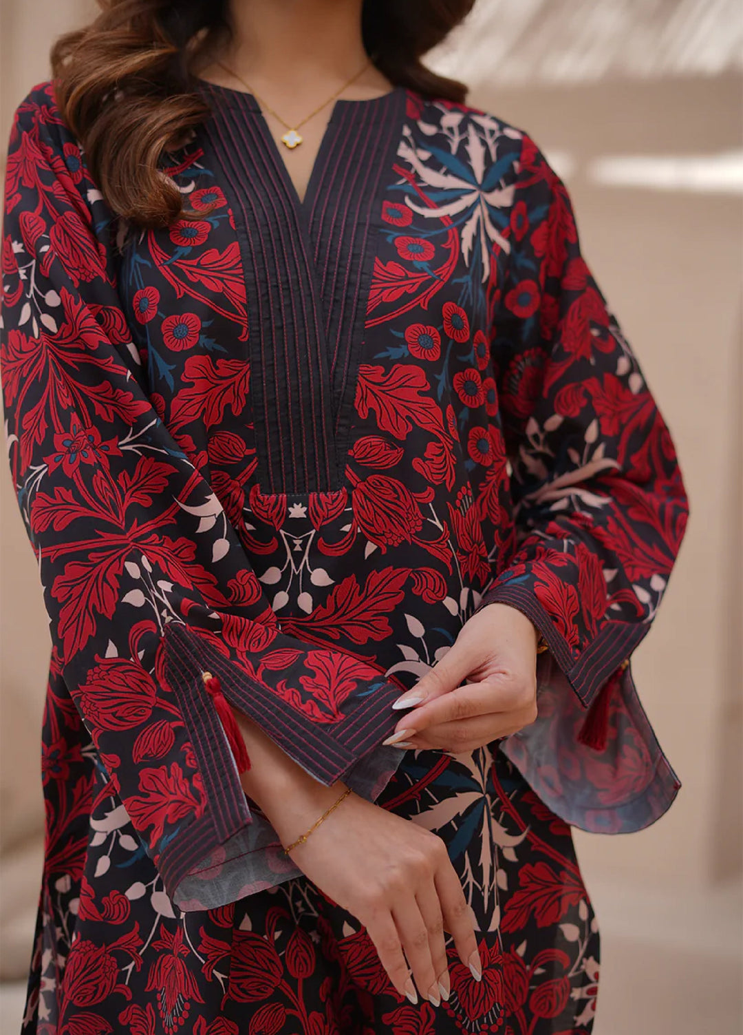 Nairah Women Pret Printed Cambric Suit NAH26PN Crimson - Spring Collection