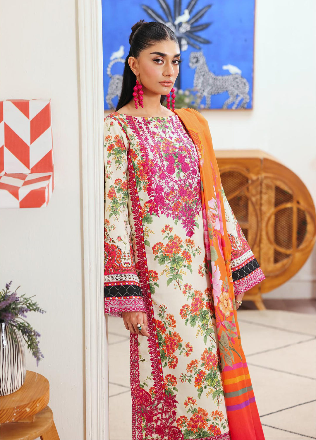 Nissa Floral Symphony by Rajbari Unstitched Lawn Embroidered 3 Piece Suit RB26UNF D-05 - Summer Collection