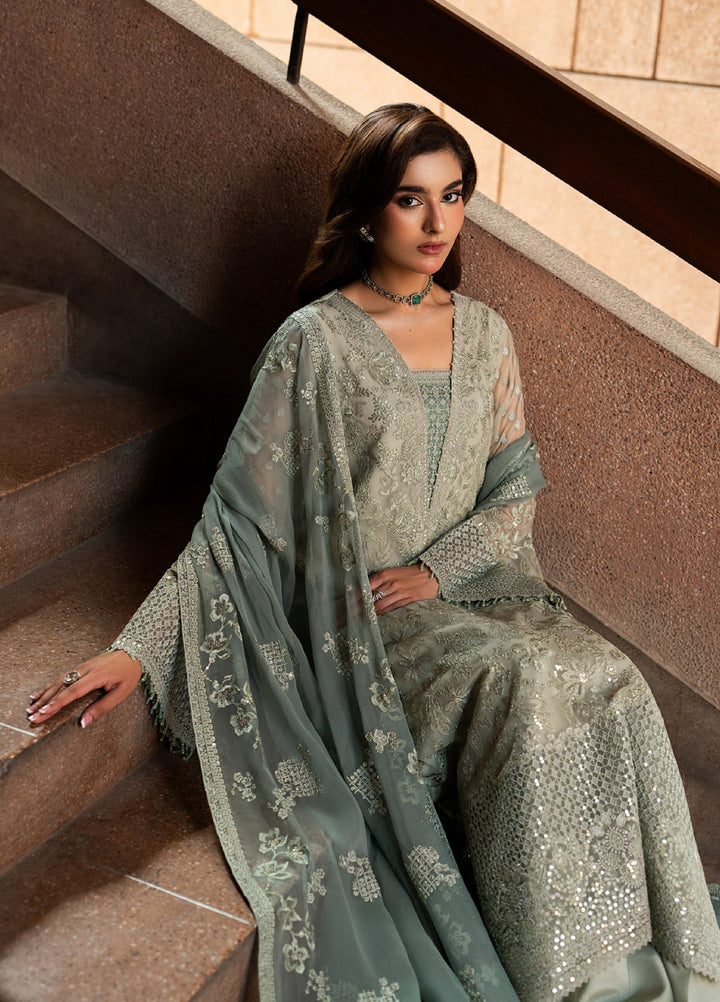Lazawal by Lavish Premium Unstitched Embroidered Chiffon 3 Piece Suit LVP26UCL Pistachio Pearl - Festive Collection