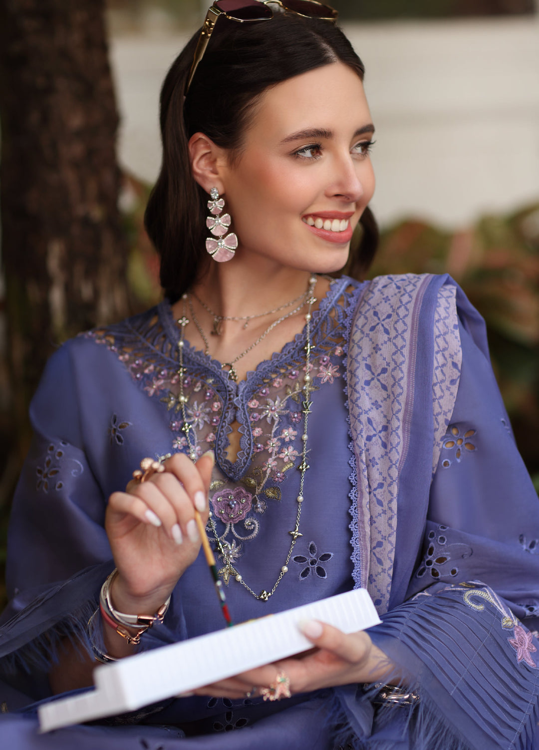 Noor by Saadia Asad Unstitched Embroidered Laserkari Lawn 3 Piece Suit SA26ULNL D9 - Lawn Collection