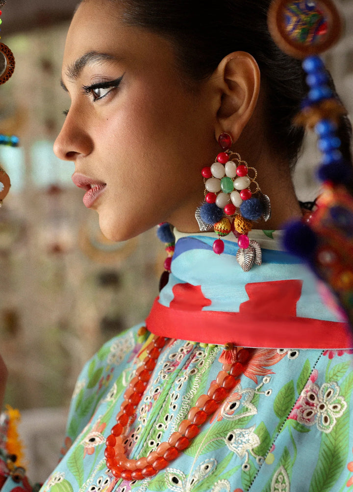 Zaha By Khadijah Shah Embroidered Lawn Suits Unstitched 3 Piece ZL25NL D-08 B Zaraah - Summer Collection