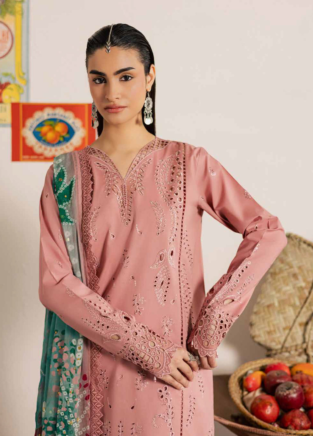 Bazar by Nureh Unstitched Chikankari Lawn 4 Piece Suit NU26UNL NE-252 - Eid Collection