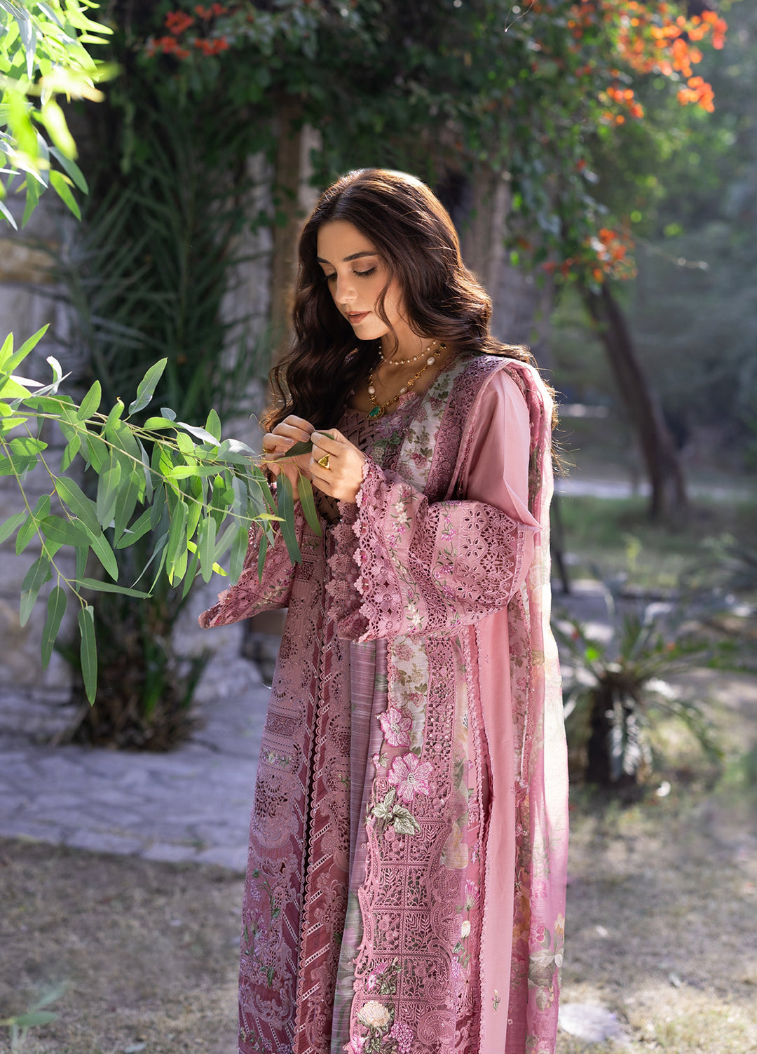 Elaf Premium Unstitched Embroidered Luxury Lawn 3 Piece Suit EL26UPL ELY-9 ROSEE - Summer Collection