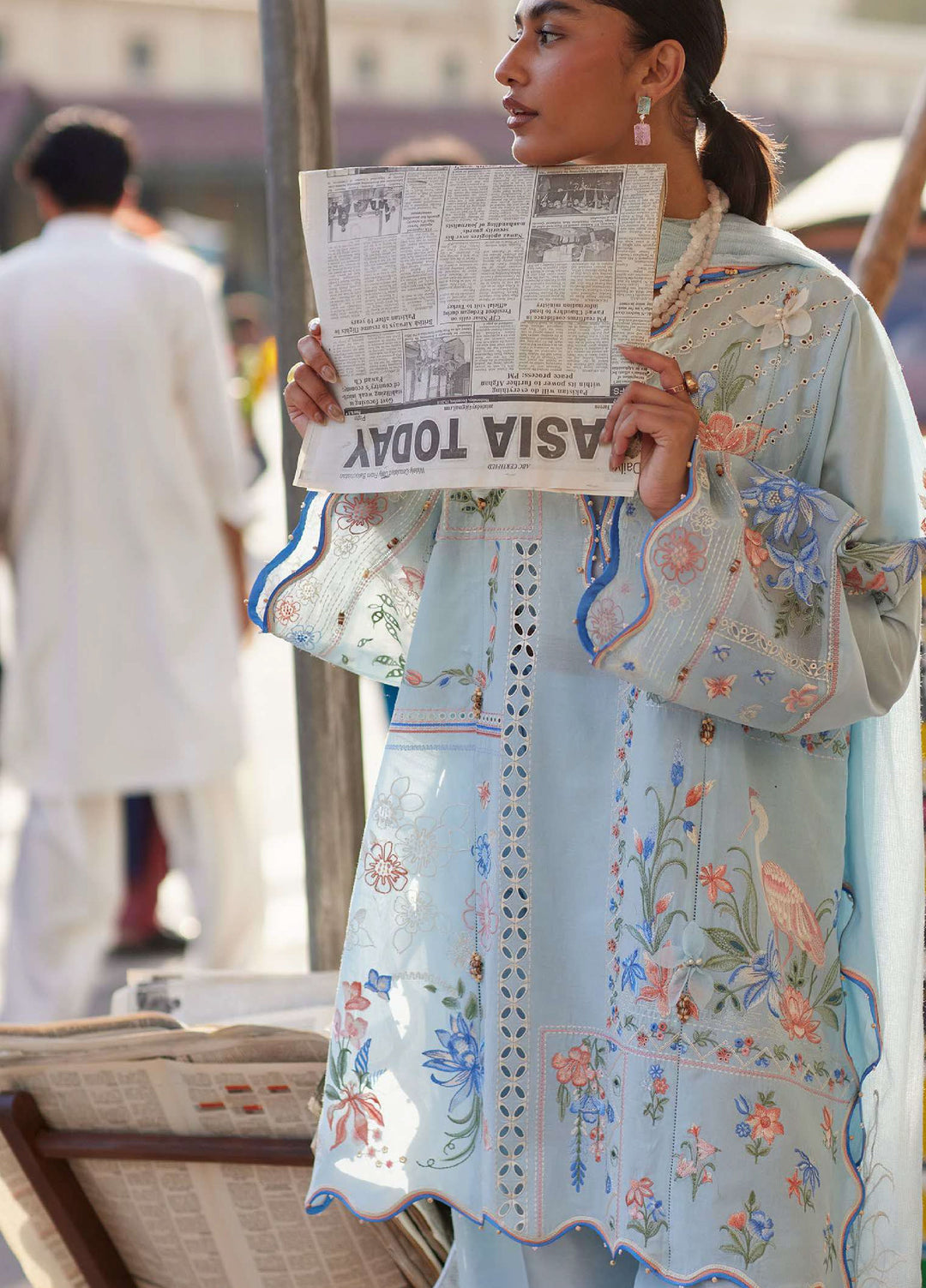 Wild Flower by Zaha Unstitched Embroidered Lawn 3 Piece Suit ZK26UWL ZF26-10 Forget Me Not Breeze - Festive Collection