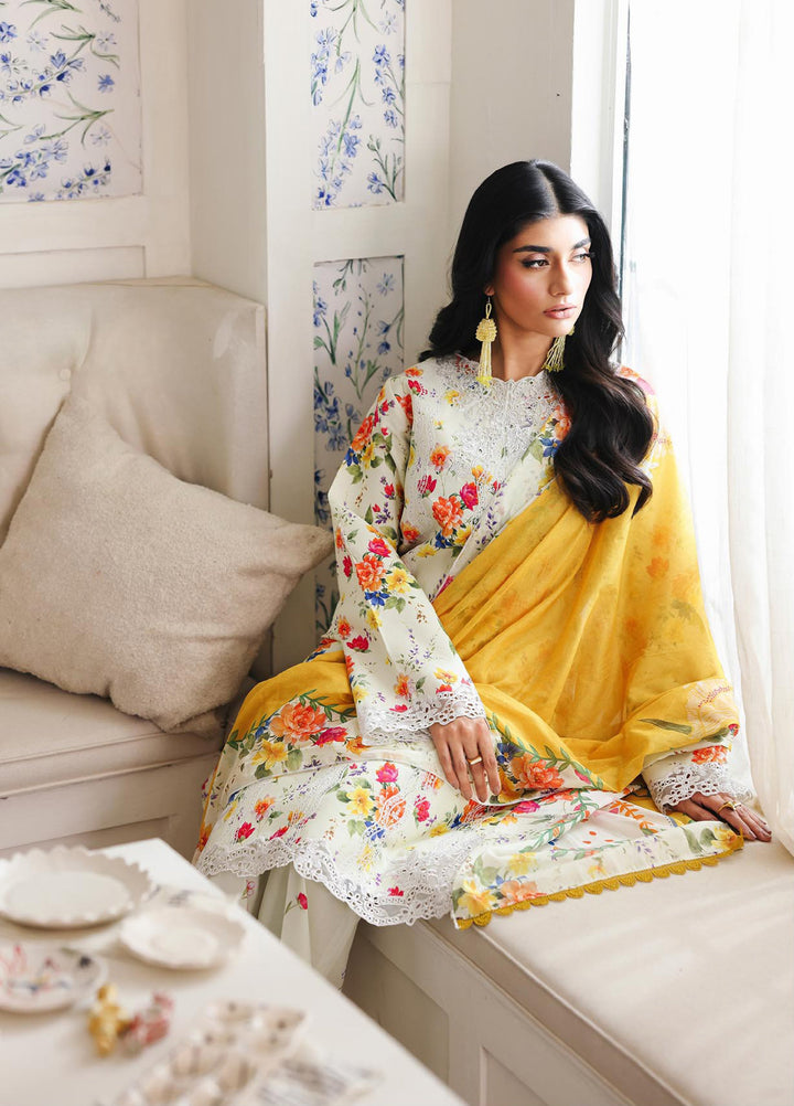 Nissa Floral Symphony by Rajbari Unstitched Lawn Embroidered 3 Piece Suit RB26UNF D-06 - Summer Collection