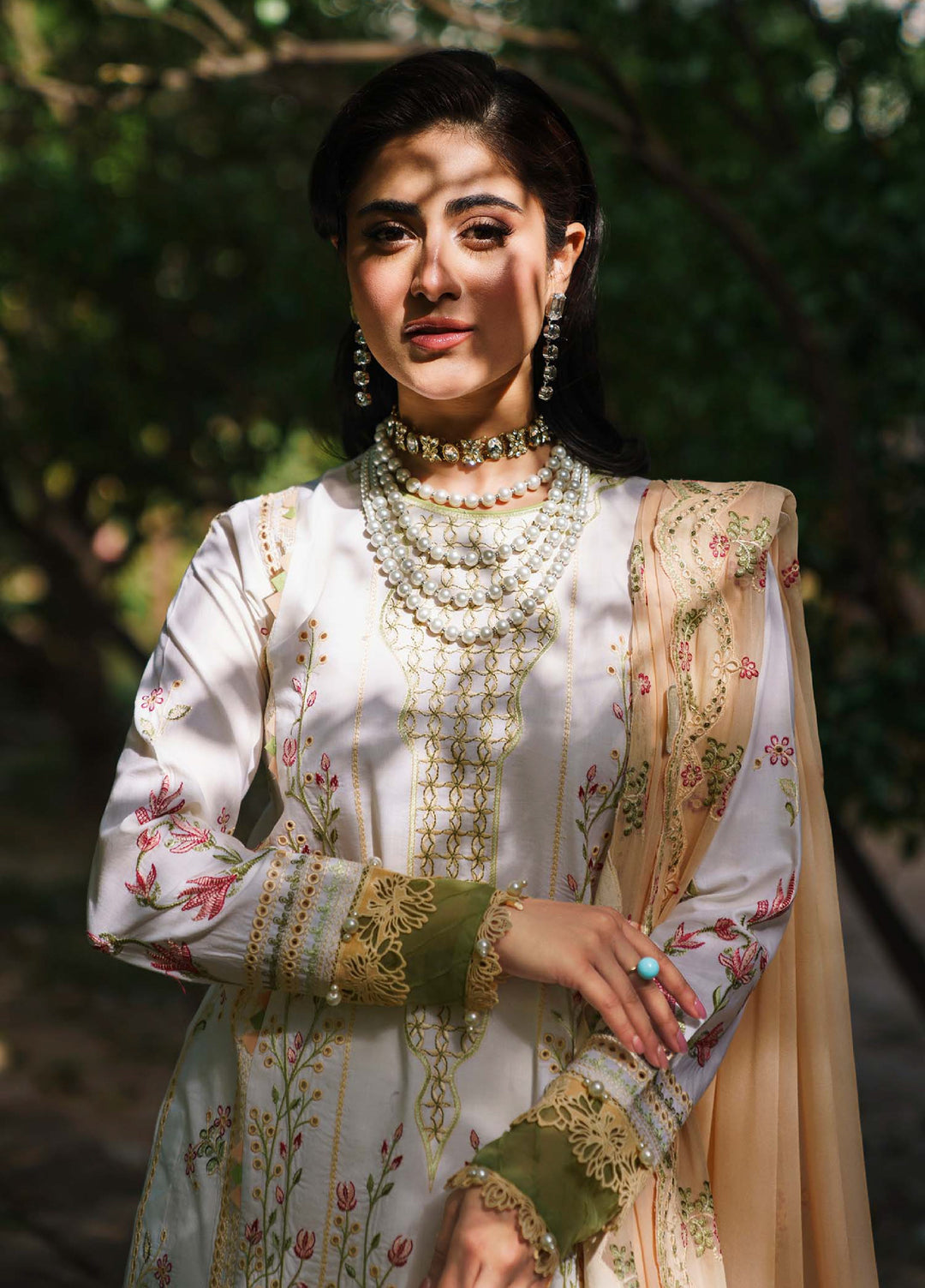 Shurooq Unstitched Luxury Lawn Embroidered 3 Piece SQ25 D-07 Ella - Festive Collection