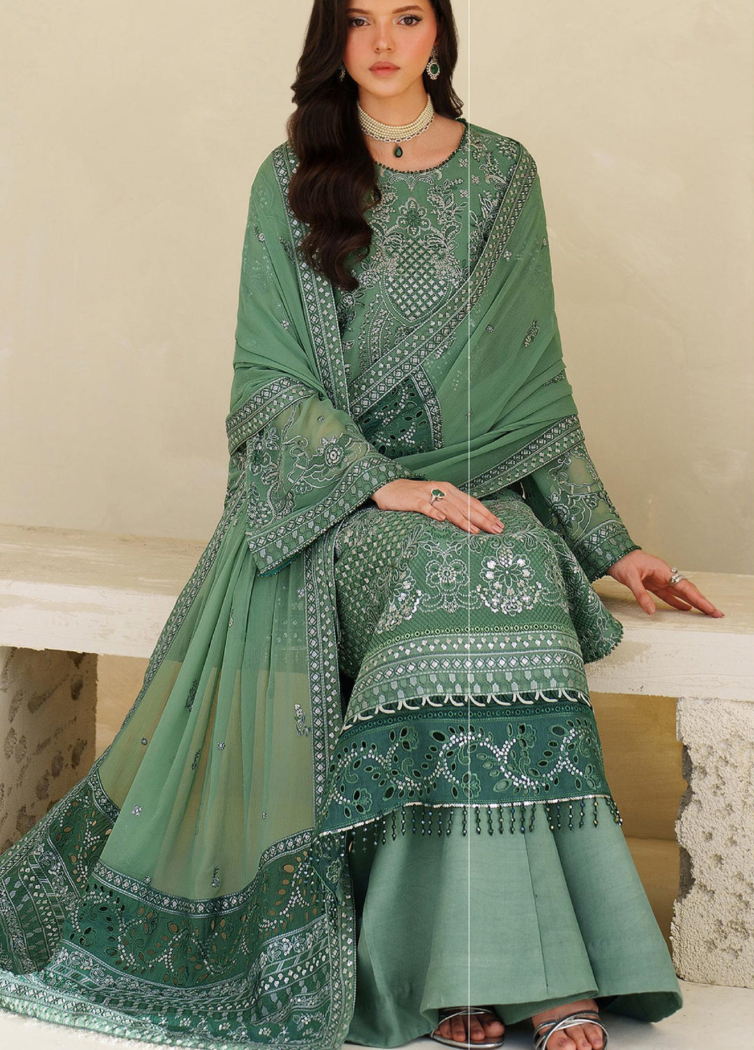 Meesa by Zarif Unstitched Chiffon Embroidered Suits 3 Piece ZAF25MF ZRF-ML-08 JIROON - Winter Collection