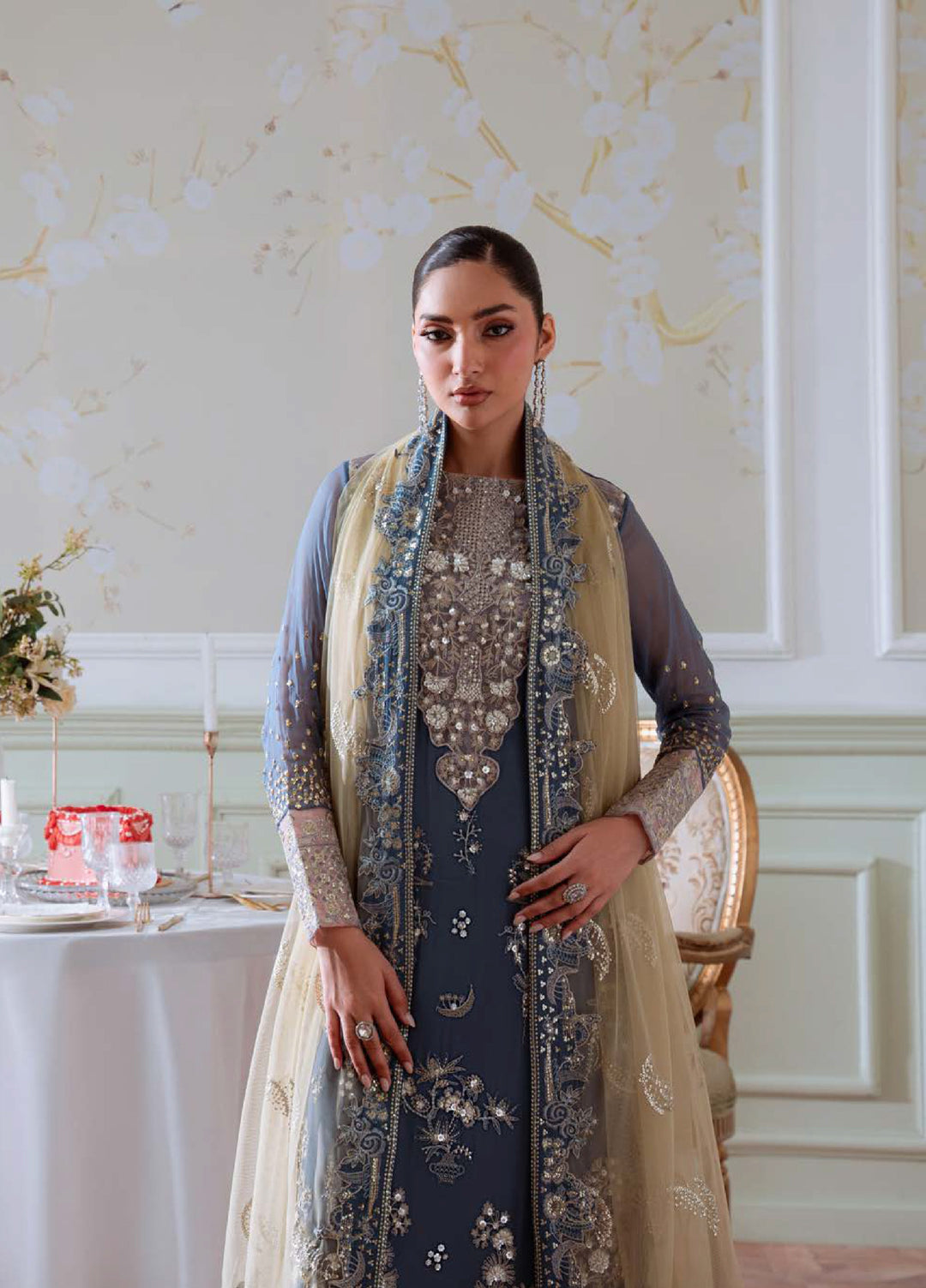 Elanora by Nureh Embroidered Unstitched Luxury Chiffon 3 Piece Suits NU25EC NEL-82 - Festive Collection