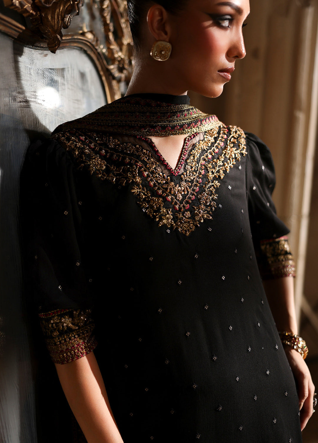 Luxe by Azure Unstitched Chiffon Embroidered Suits 3 Piece AZ25LF Mystere - Festive Collection