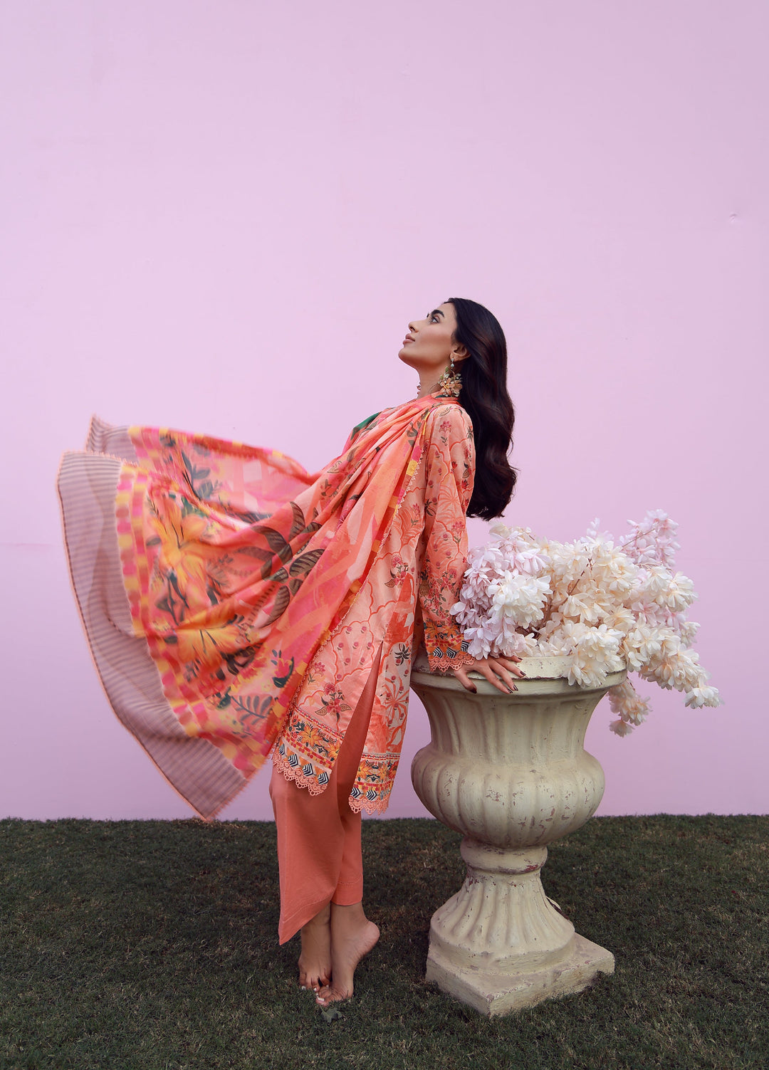 Mirha by Sahar Unstitched Printed Lawn 3 Piece Suit SS1-26-04 Peachy Cascade  - Summer Collection