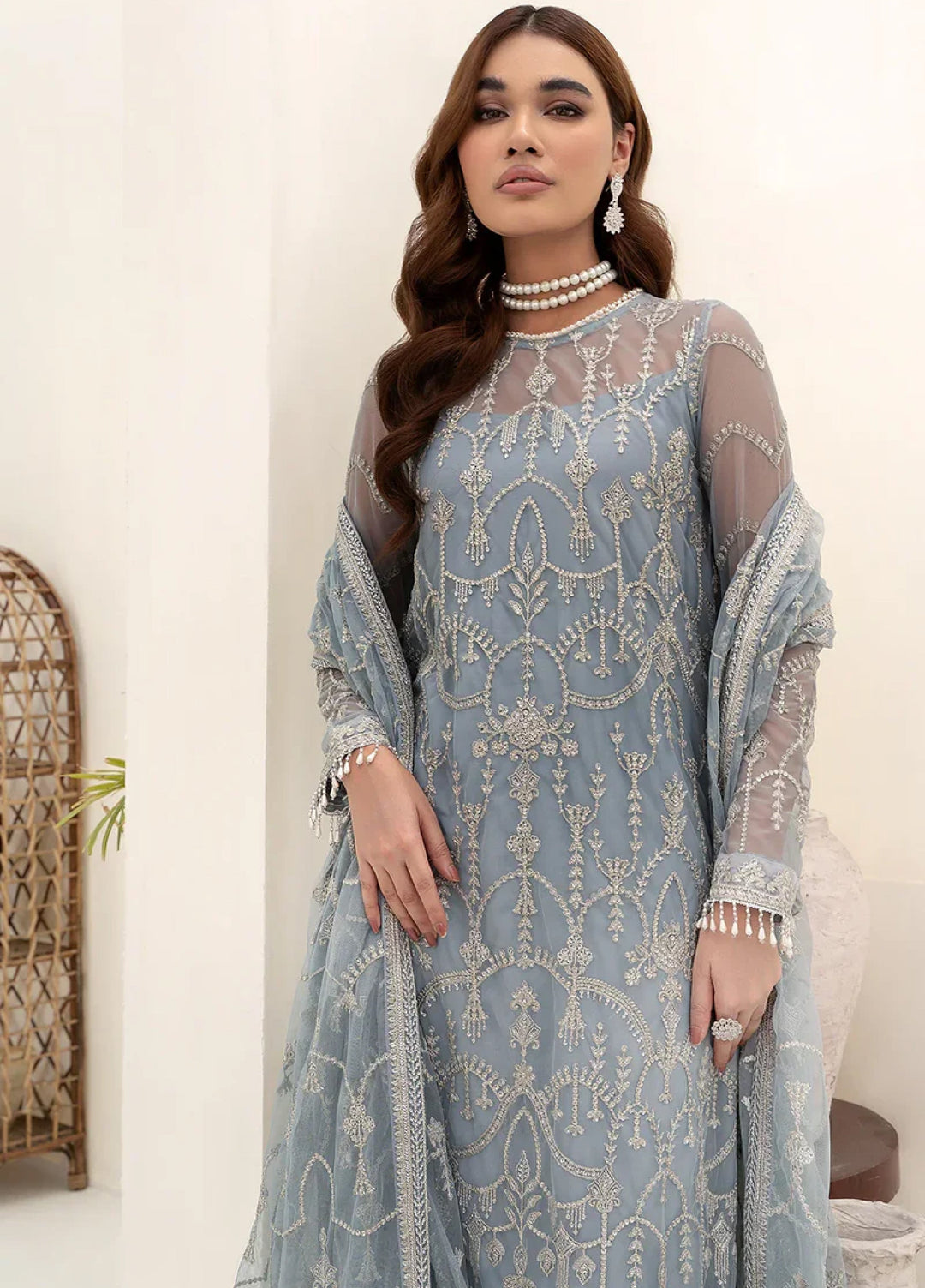 Zarif Women Unstitched Embroidered Net 3 Piece Suit ZR26UFC ZN 06 Amora - Festive Collection