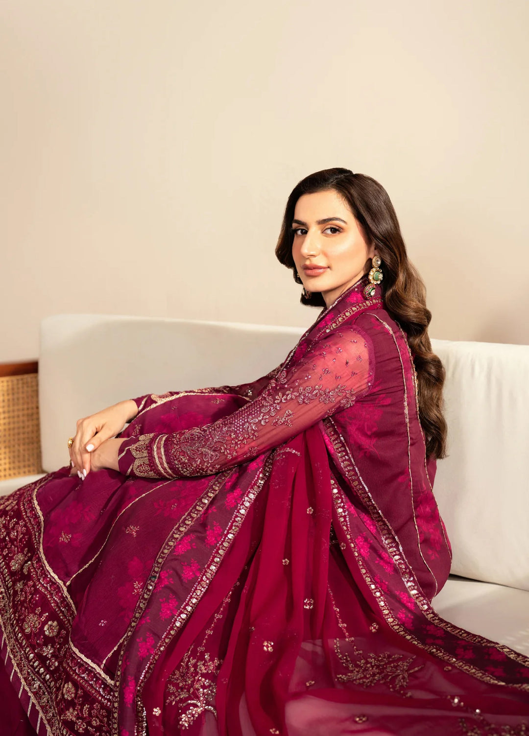 Xenia Formal Luxury Unstitched Embroidered Chiffon Suits 3 Piece XE25FL XF-972 Ersa - Formals Collection