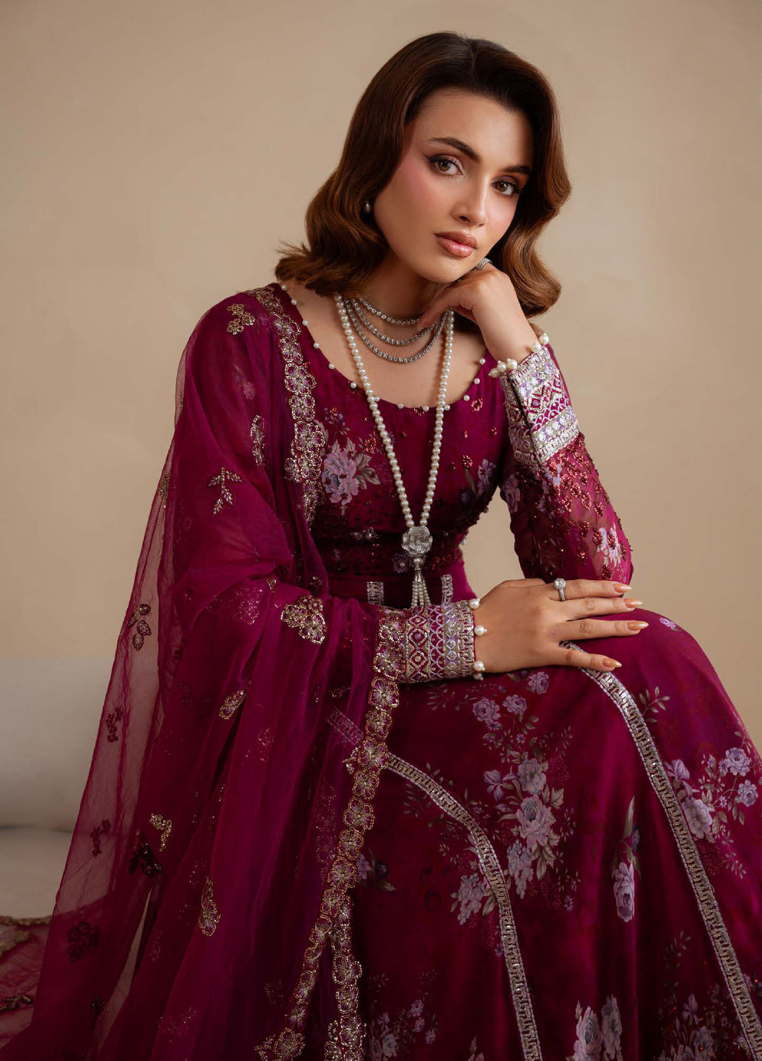 Amaya by Nureh Unstitched Luxury Chiffon Embroidered 3 Piece Suit NU26UA AM-31 - Festive Collection